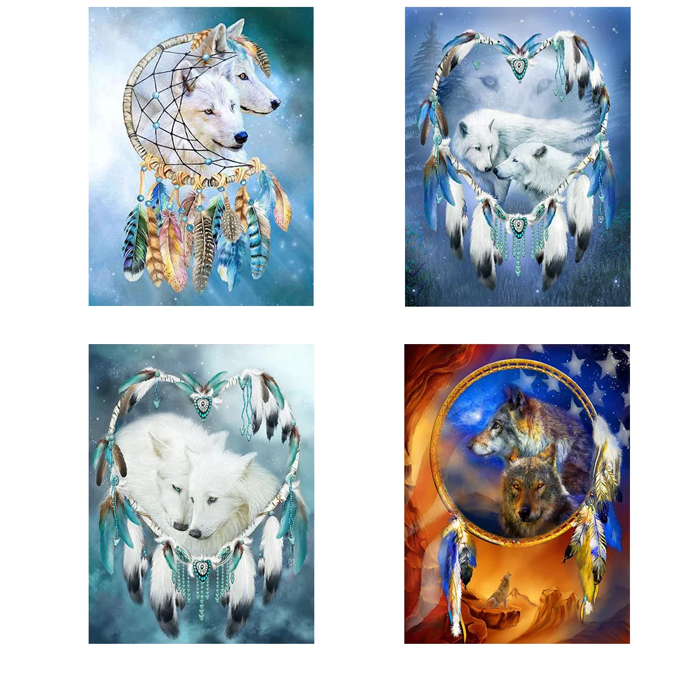 Алмазная 5D картина &quotсделай сам&quot Ловец снов волк полная круглая мозаика набор
