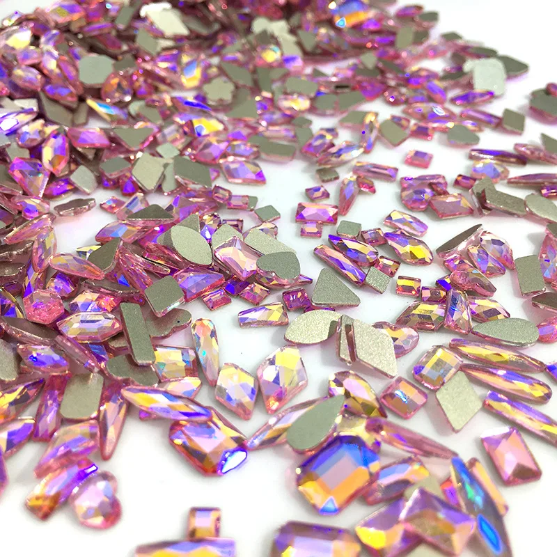 

2022 Light Rose AB flatback Glass Rhinestones Multi Size AB/ Light Pink AB Rhinestones Glass Flatback DIY Crystal Diamond Gem