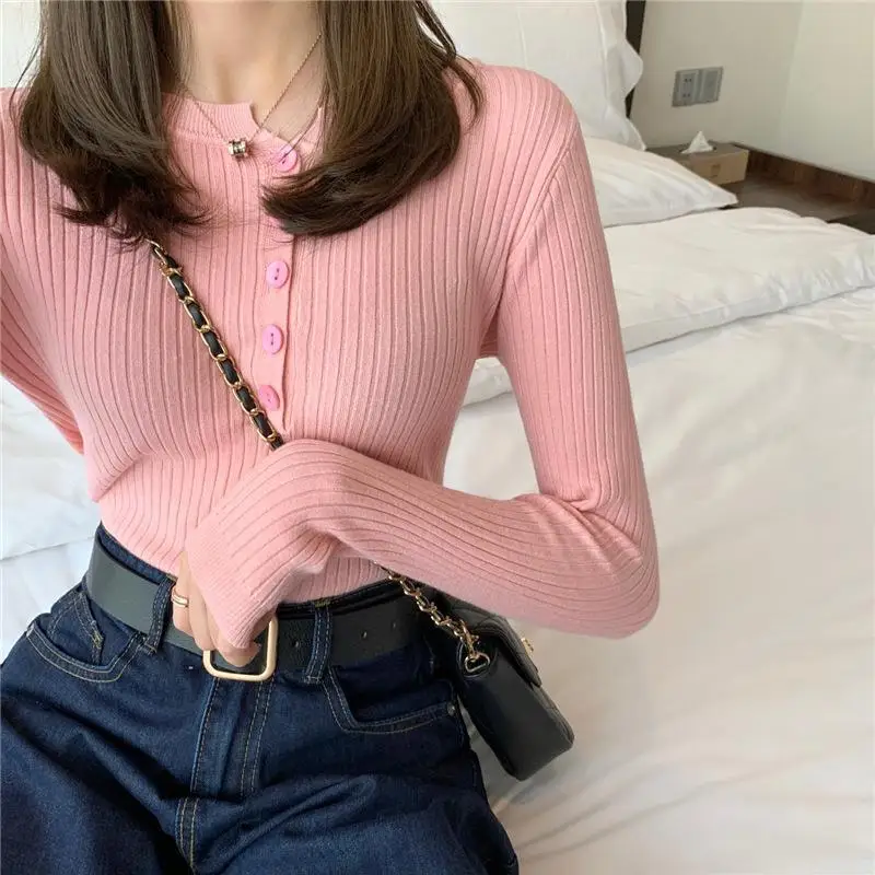 

2023 Fall Elegant Knitted Sweater Pullover Women's Spring Autumn Fashion Inner Pullover Versatile Slim Long Sleeve Sweater Top