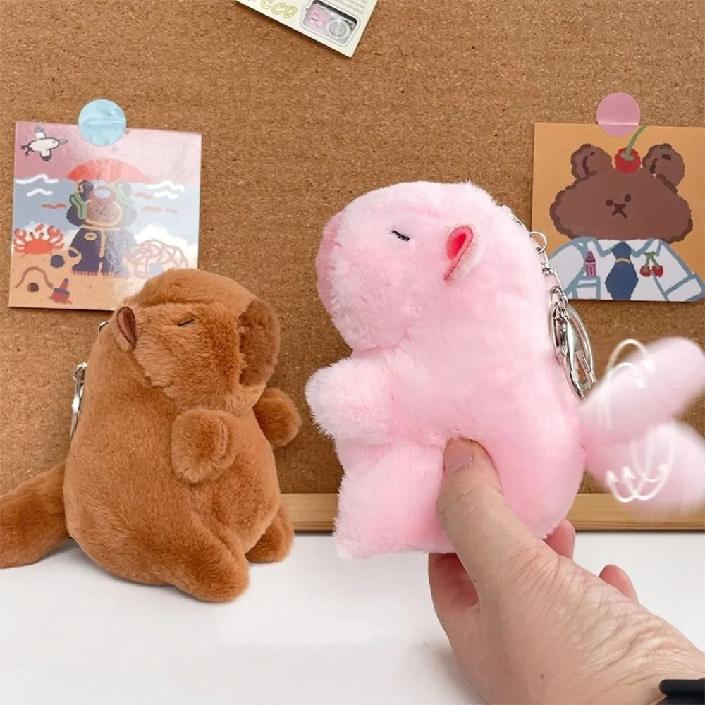 Мягкий фаршированный хвост виляющая капибара брелок Kawaii милый плюшевый с