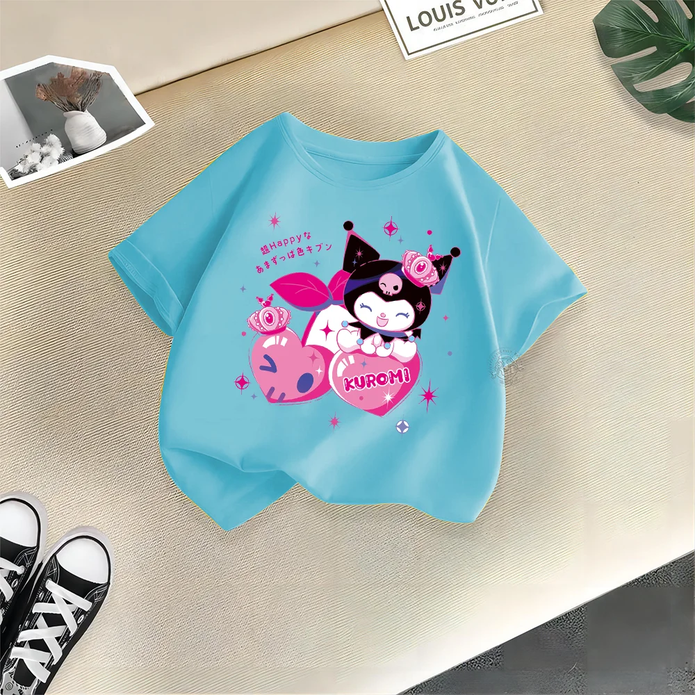 Летняя одежда Sanrio Милая женская футболка из хлопка для улицы Повседневная Топ