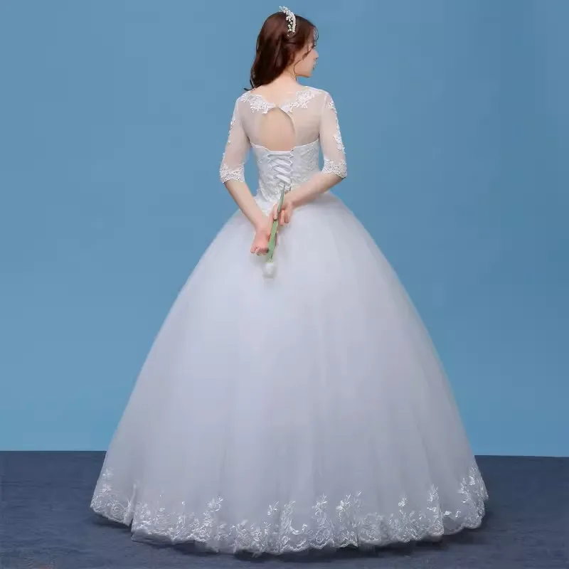 MDYS- A855 # корейское свадебное платье в пол с круглым вырезом новинка 2024 летнее для
