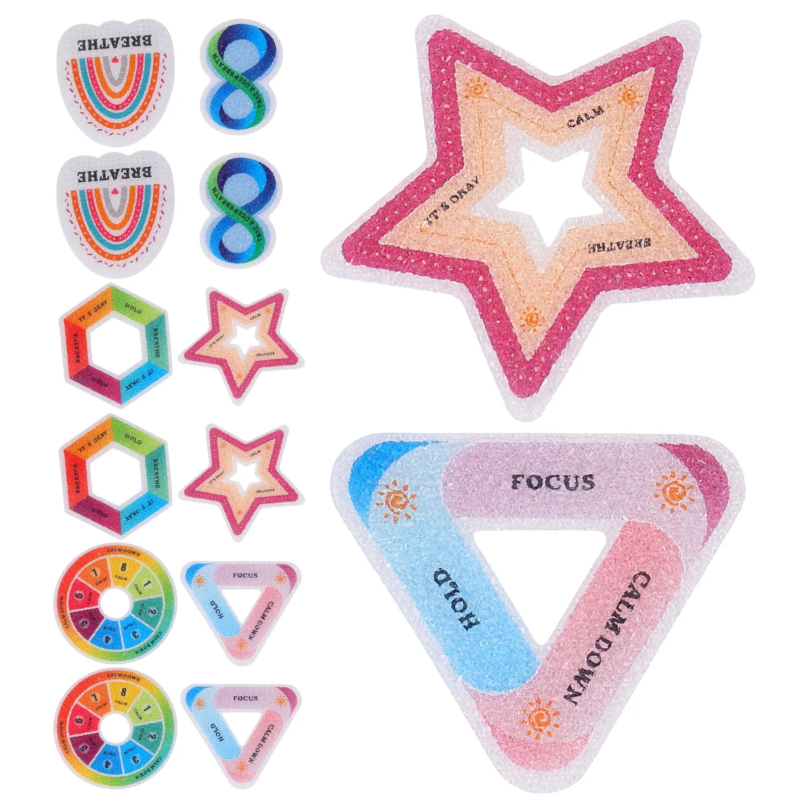 

30 Pcs Rough Texture Sticker Breathing Soothing Stickers Calm Phone Colored Plastic Adhesive Coloured Decompression Tool