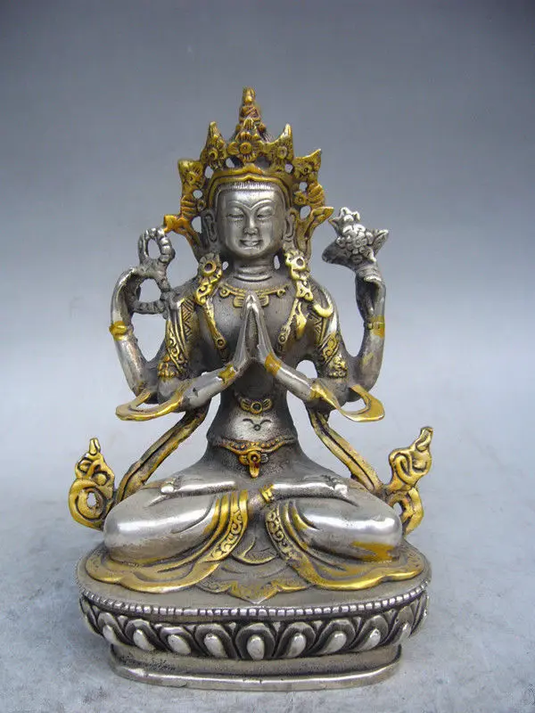 

decoration bronze factory outlets Tibet Silve Tibet silver gold-plated statue of Tibetan Buddhism, the Buddha white tara