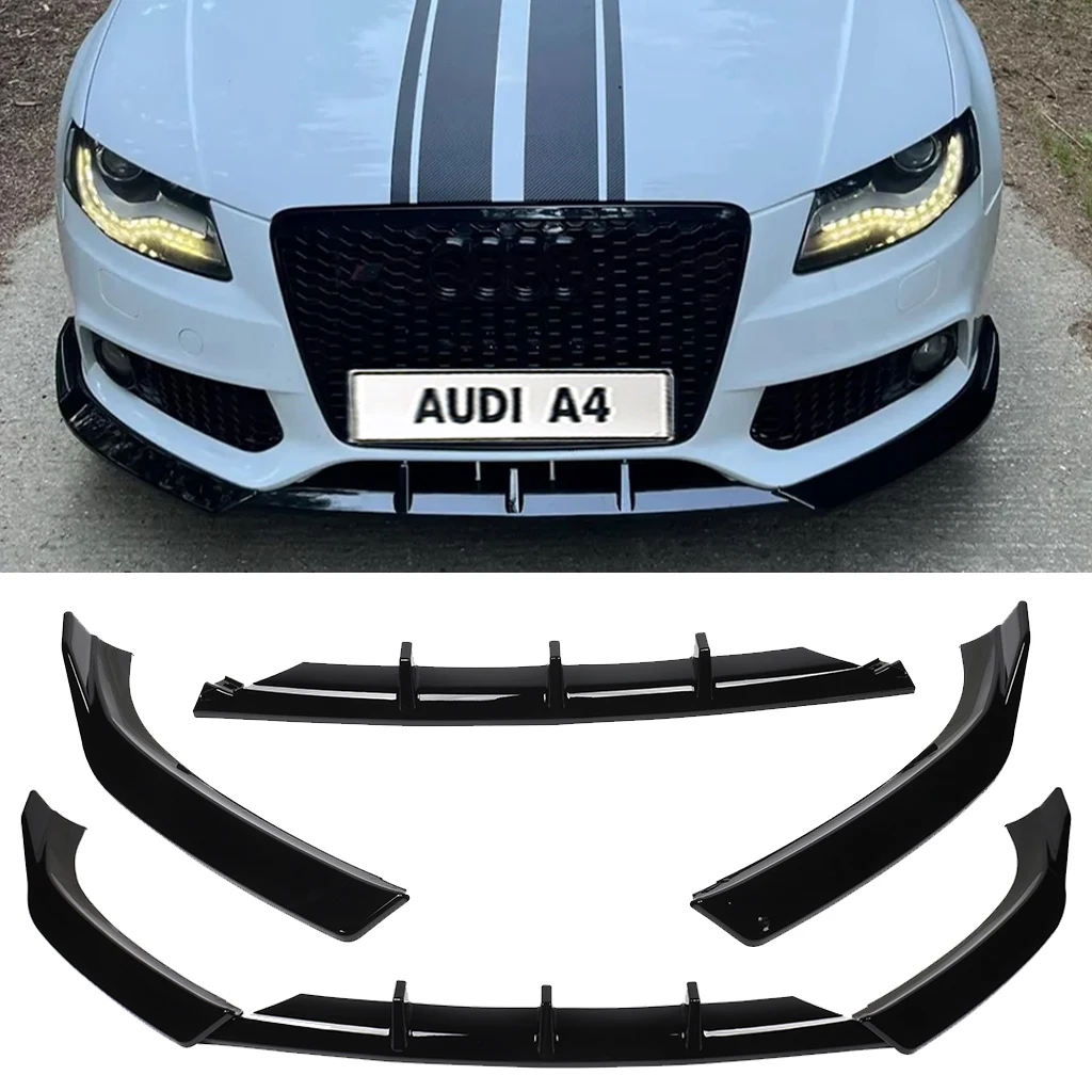 

Подходит для AUDI A4 S4 B8 8K S-Line Sedan 2007 2008 2009 2010 2011, передний бампер автомобиля, разделитель губ, диффузор, комплект кузова, защита спойлера