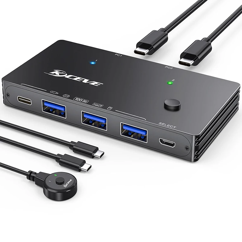 USB-переключатель 10 Гбит/с 2 компьютера 4 порта USB 3.2 Gen для ПК ноутбука клавиатуры