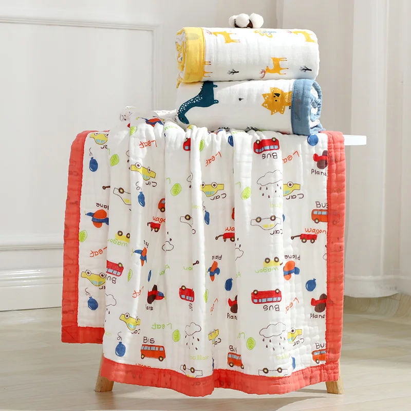 

2022 Cartoon Baby Throw Blanket Ten Layers Cotton Swaddle Blanket Kids Muslin Soft Blanket Child Bath Towel Toddler Towel Quilt