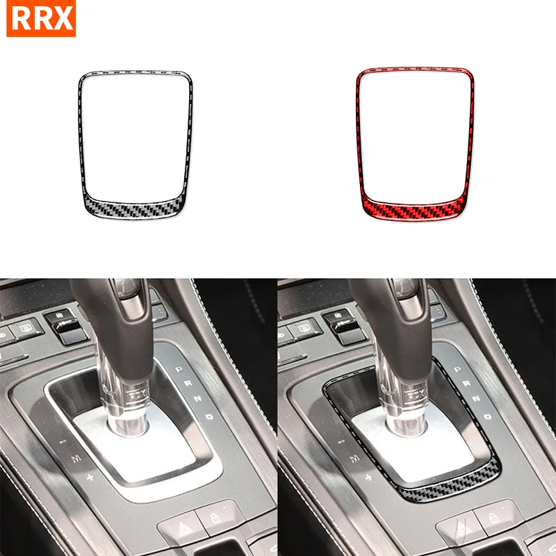 For Porsche 718 982 Cayman Boxster T S GTS GT4 Spyder RS Car Gear Knob Shifting Panel Frame Carbon Fiber Sticker Accessories