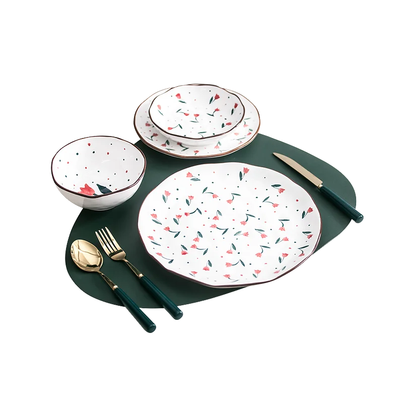 

Nordic Creative Plate Sets Ceramic Round Trays Decorative Food Dinner Fruit Plate Sets Piatti Ceramica Home Tableware DB60PZ