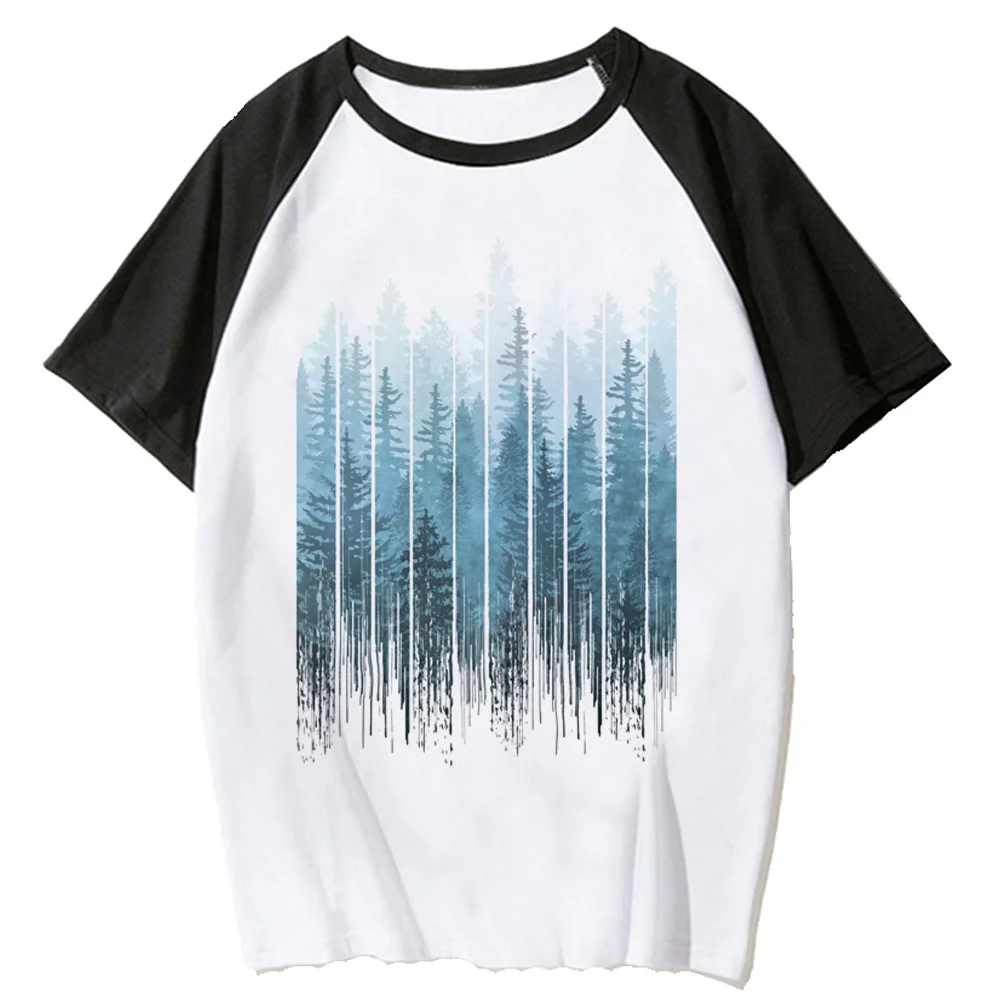 Grunge Dripping Turquoise Misty Forest t-shirts women streetwear anime top female Japanese funny clothing