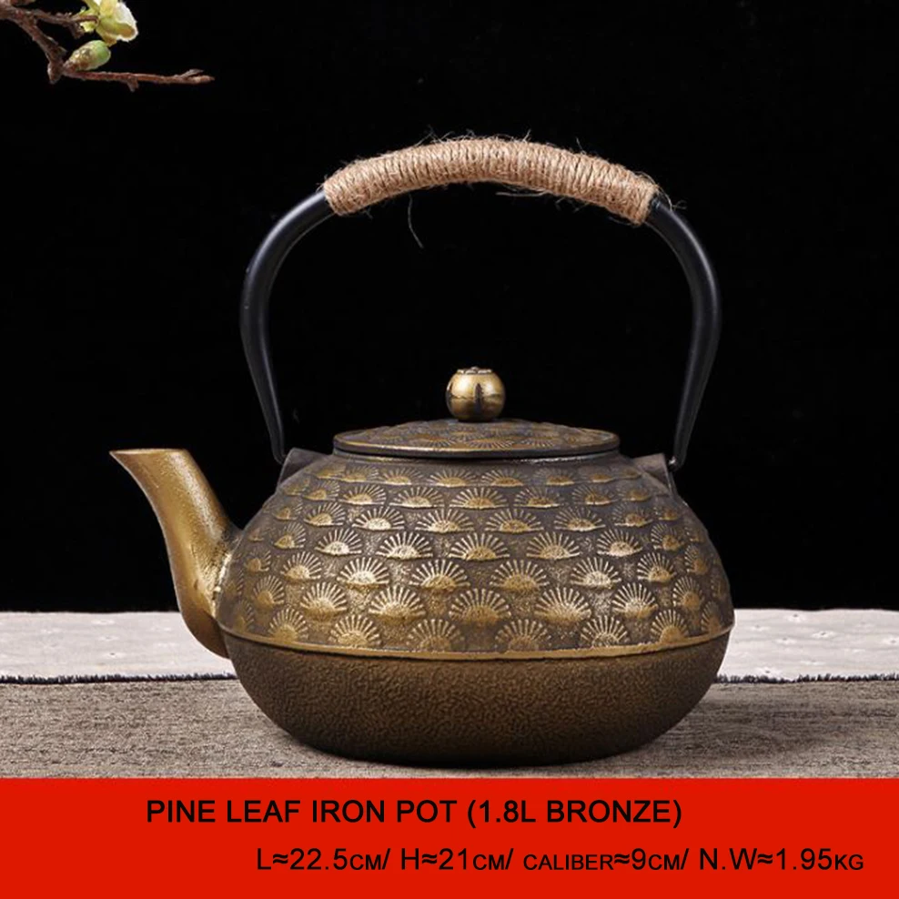 

1.8L Cast Iron Teapot Japanese Craft Old Iron Pot Boiling Tea Kettle Black/Bronze Boil Water Pot For Home Tea Set