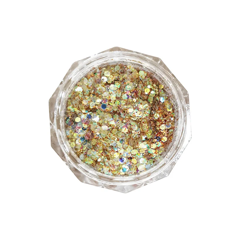 

10g Holographic Mixed Hexagon Shape Chunky Nail Glitter Silver Sequins Laser Sparkly Flakes Slices Manicure Nails Art Decoration