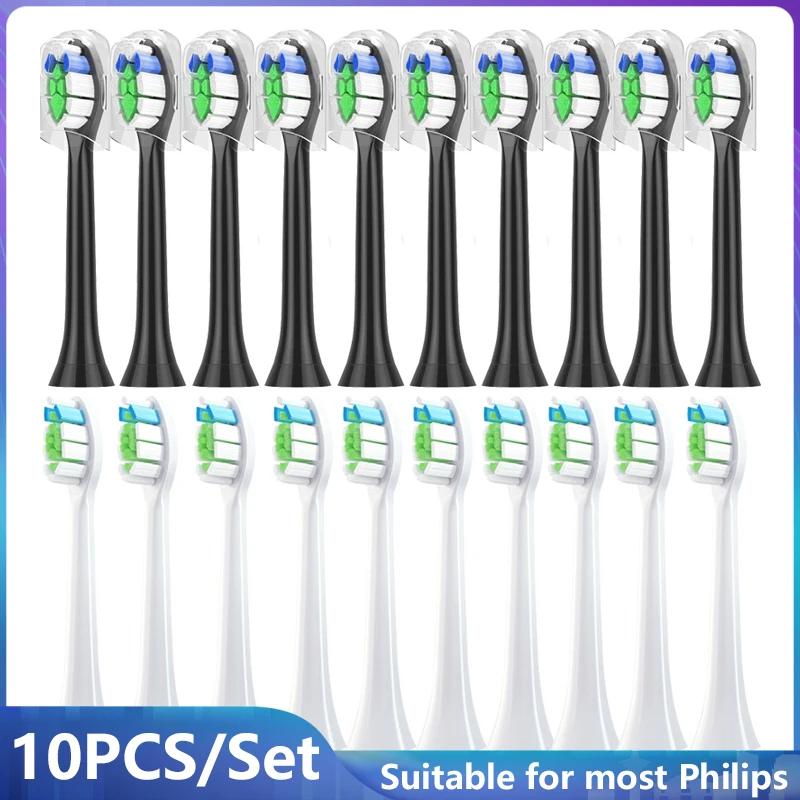 

10Pcs Replacement Brush Heads for Philips HX6064 HX6930 HX6730 Sonic Electric Toothbrush Vacuum Soft DuPont Bristle Nozzles