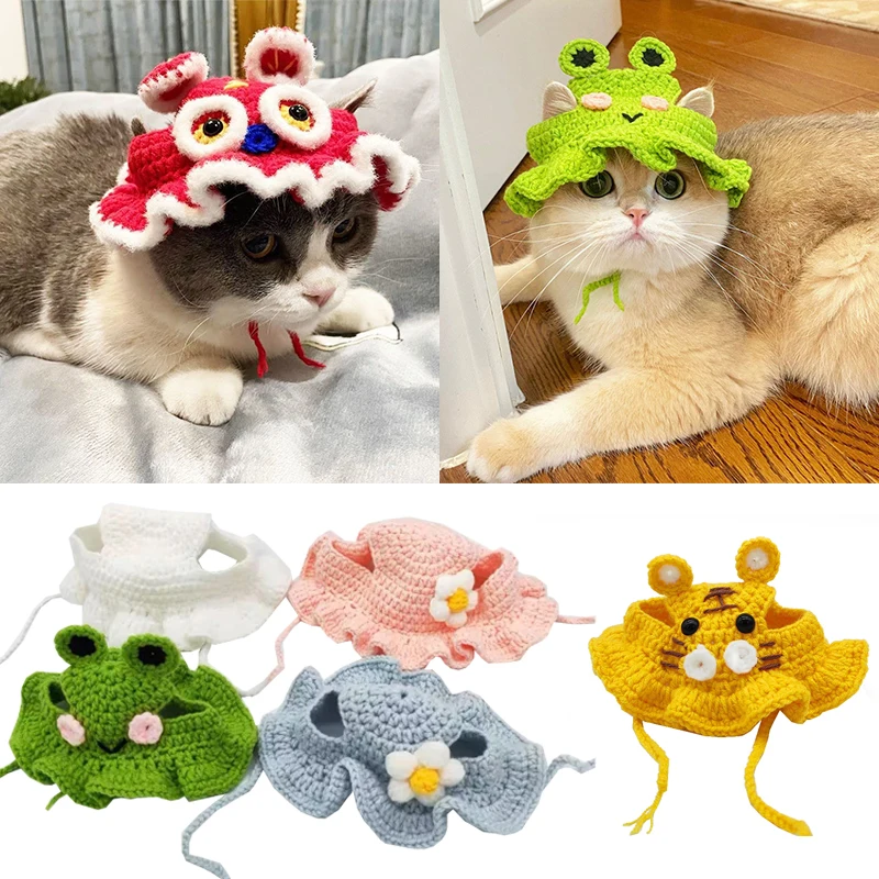 

Winter Cat Hat Elastic Cute Refined Pet Hat Puppy Kittens Knitted Hat Party Photo Shoot Props Decoration Cat Accessories Caps