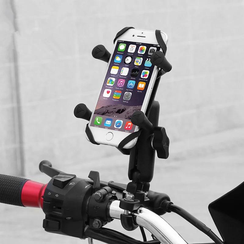 

Universal Motorcycle Mobile Phone Holder Charger Aluminum Bike Phone Stand GPS Mount Bracket Support 4-6.5inch iPhone Smartphone