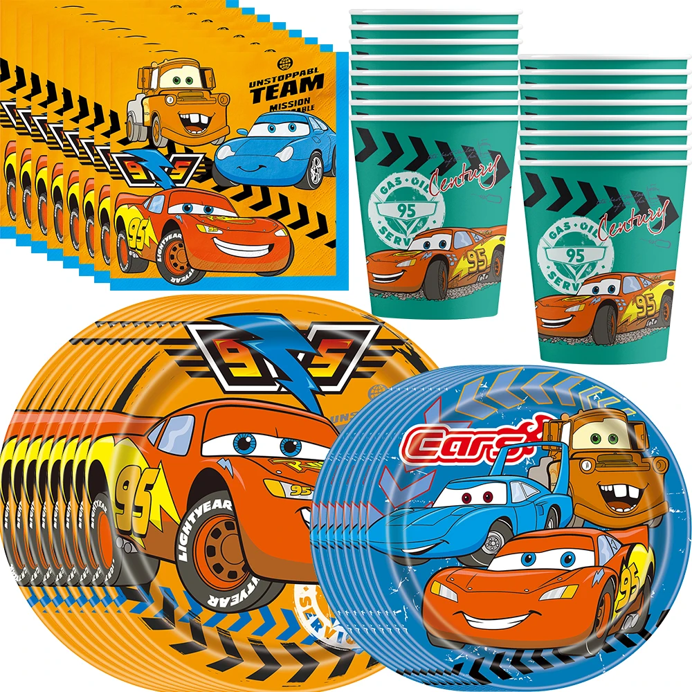 

Disney Lightning Mcqueen Cars Party Supplies Paper Tableware Cup Plate Balloon Banner Tablecloth Topper for Kid Boy Baby Shower