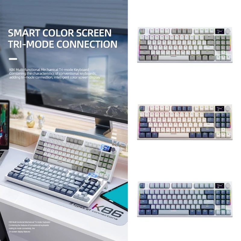 

Wireless Mechanical Keyboard with Knob 5.0/2.4GHz/Wire Connection Hot Swappable