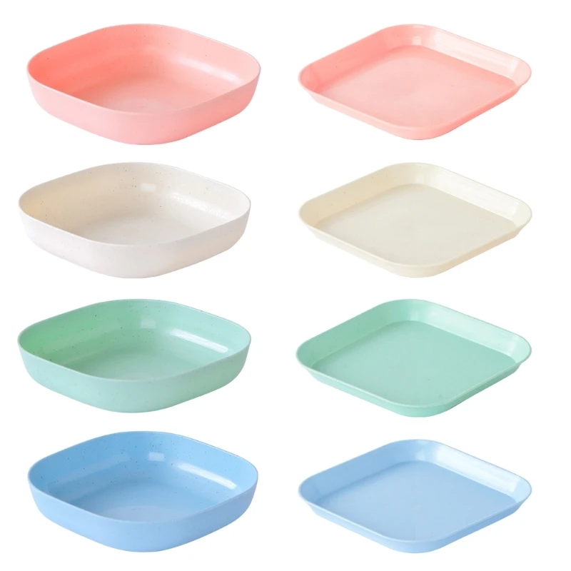 Plastic Plates Lightweight Unbreakable Wheat Straw Dinner Plate Fruits Snack Plate Dishwasher & Microwave Safe Durable