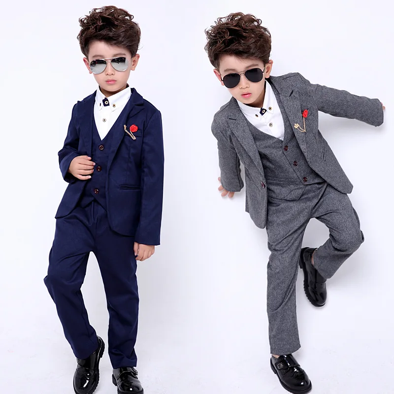 

Child Tuxedo Vest Pants Cosutme Wedding Formal Autumn Sets Kids Boys Party Blazer Suits Winter Dresses Flower Boys Outfits