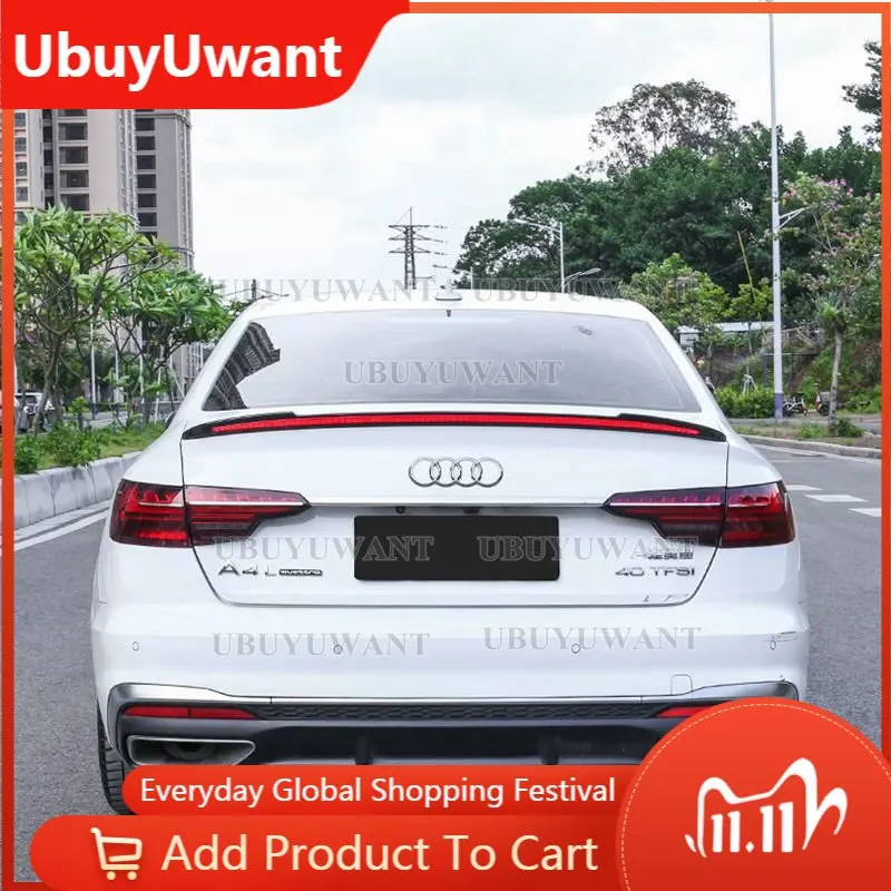 

UBUYUWANT For Audi A4 B9 2017 2018 2019 ABS Plastic Color Rear Spoiler Wing Trunk Lip Boot Cover Car Styling With Led Light