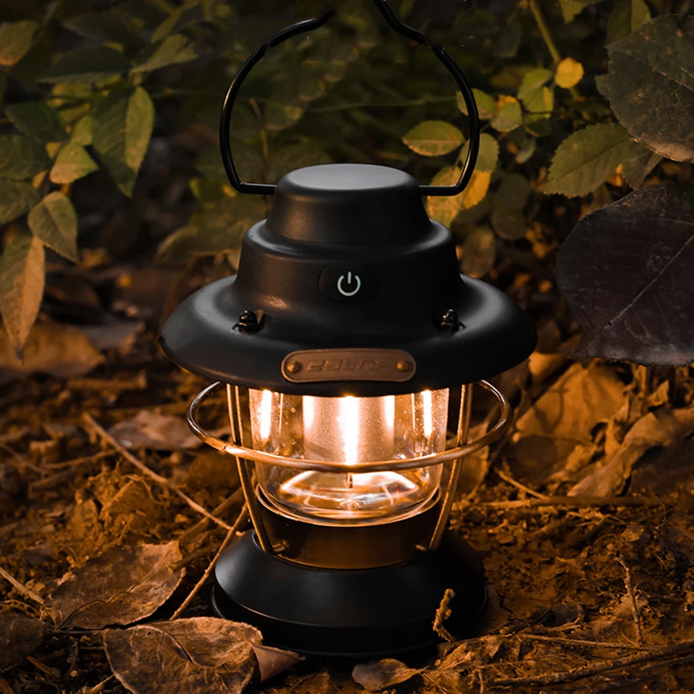 

Retro LED Camping Lamp Outdoor Hanging Lantern IPX4 Waterproof USB Rechargeable Vintage Light for Cafe Bar Club