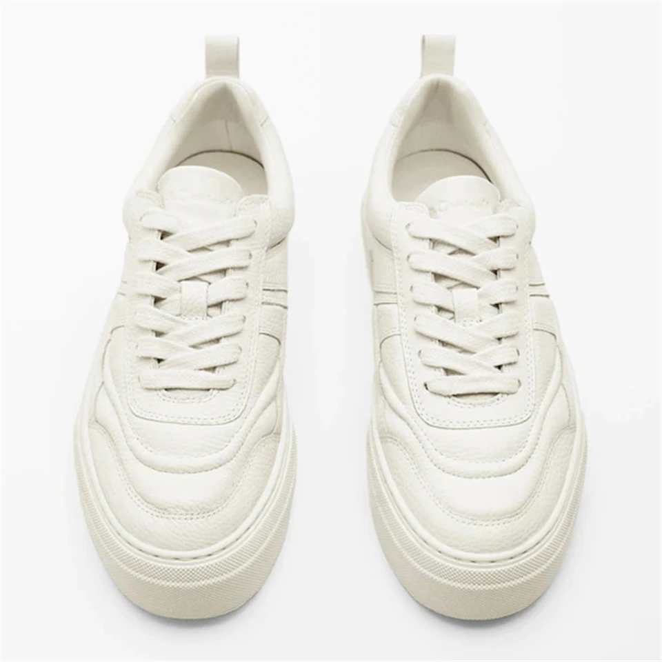 Women White Sports Shoes Lady Vulcanized Shoes Outdoor Platform Shoes Female Casual Genuine Leather Sneakers Woman Wedge Flats