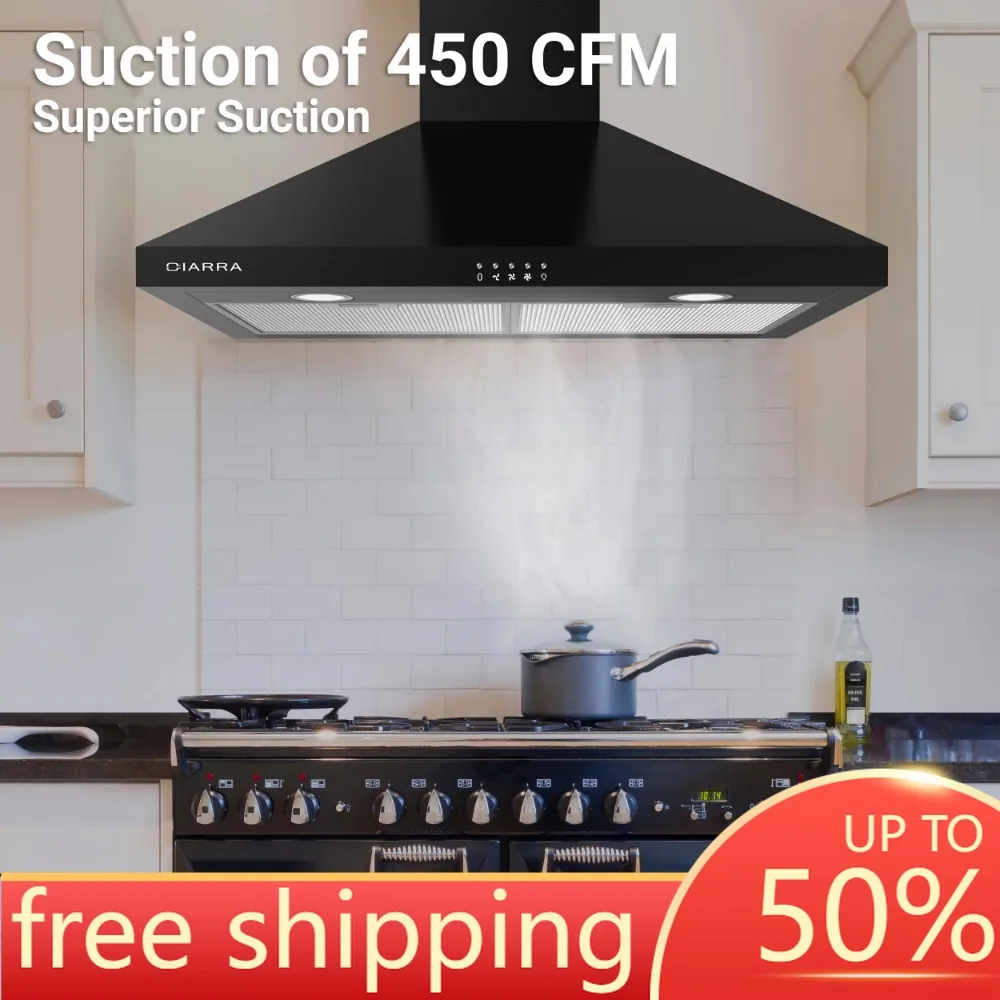 

Черный Вытяжка 30 дюймов 450 куб фт/м, настенное крепление, вытяжка вентиляционного отверстия, без каналов, трансформируемый вытяжка, Колокольчик для искусственных вытяжек