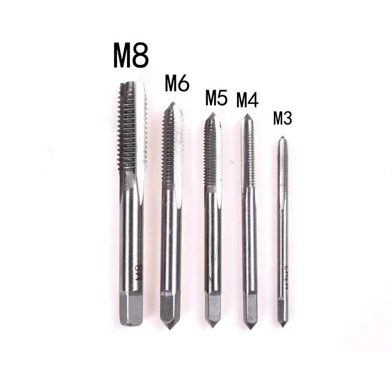 

New 5Pcs/Set M3 M4 M5 M6 M8 HSS Machine Straight Fluted Screw Thread Metric Plug Hand Tap Drill Set Hand Tools