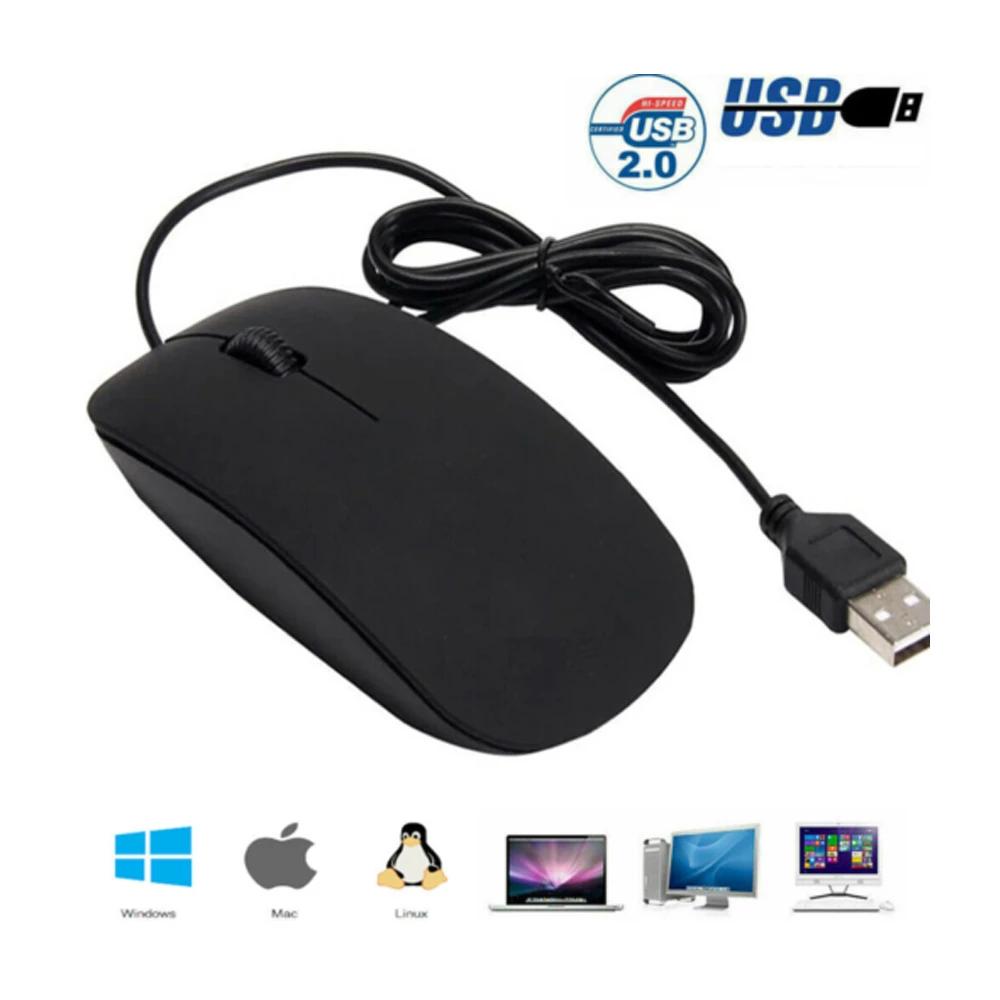 

Black Wired USB Optical Mouse For PC Laptop Computer Scroll Wheel Mice