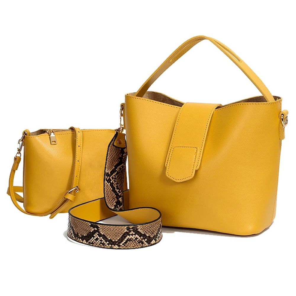 

Women's PU belt bag, wide-band serpentine bag, composite bucket bag, black