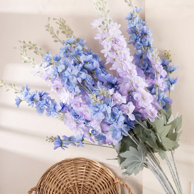 

86cm Real Touch Delphinium Flower Branch Silk Artificial Flowers Home Wedding Hotel Decoration Fleur Artificielle Blue Flores