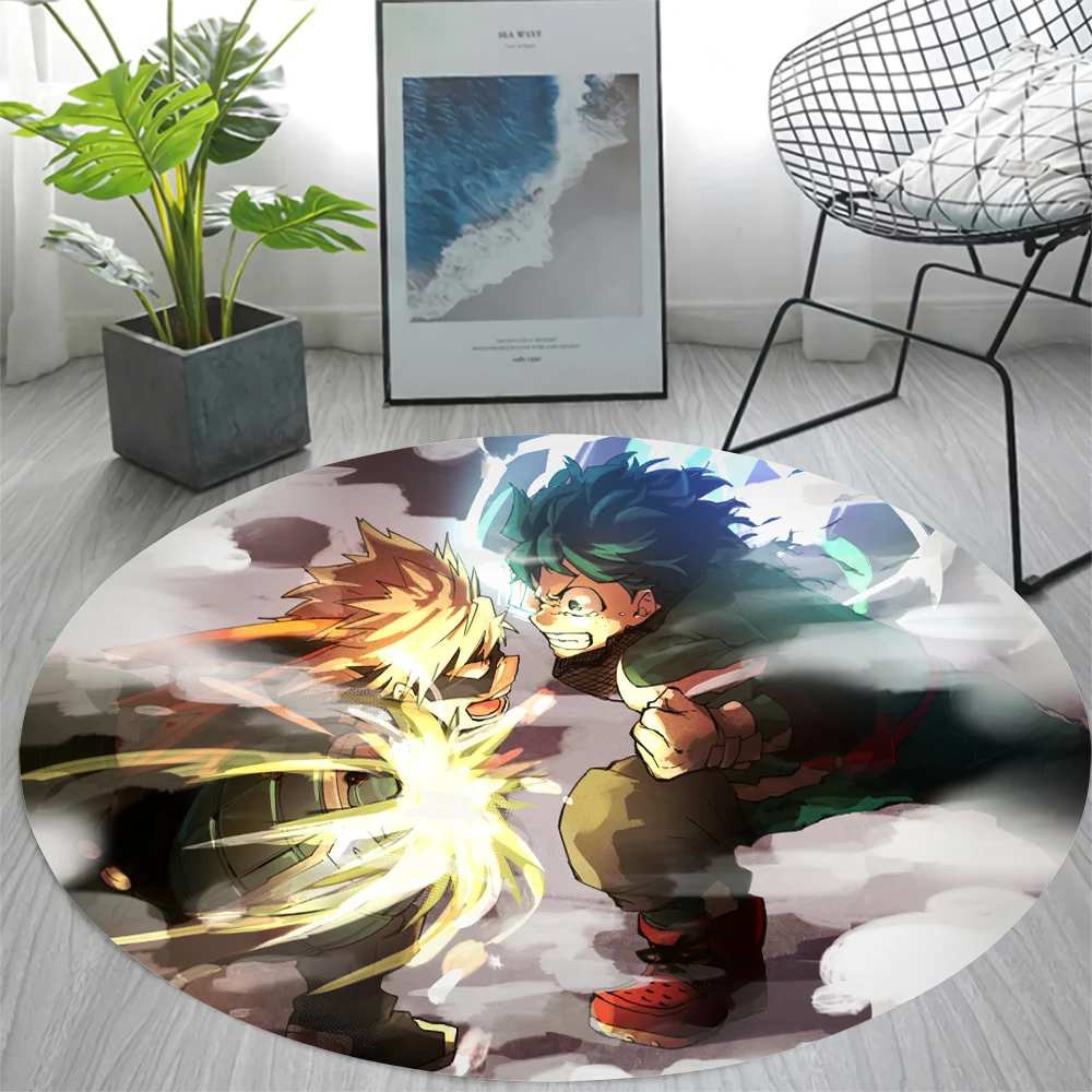 

Фланелевый ковер CLOOCL с 3D рисунком My Hero моя геройская академия, Круглый Придверный коврик для спальни, гостиной, нескользящий ковер, напольны...