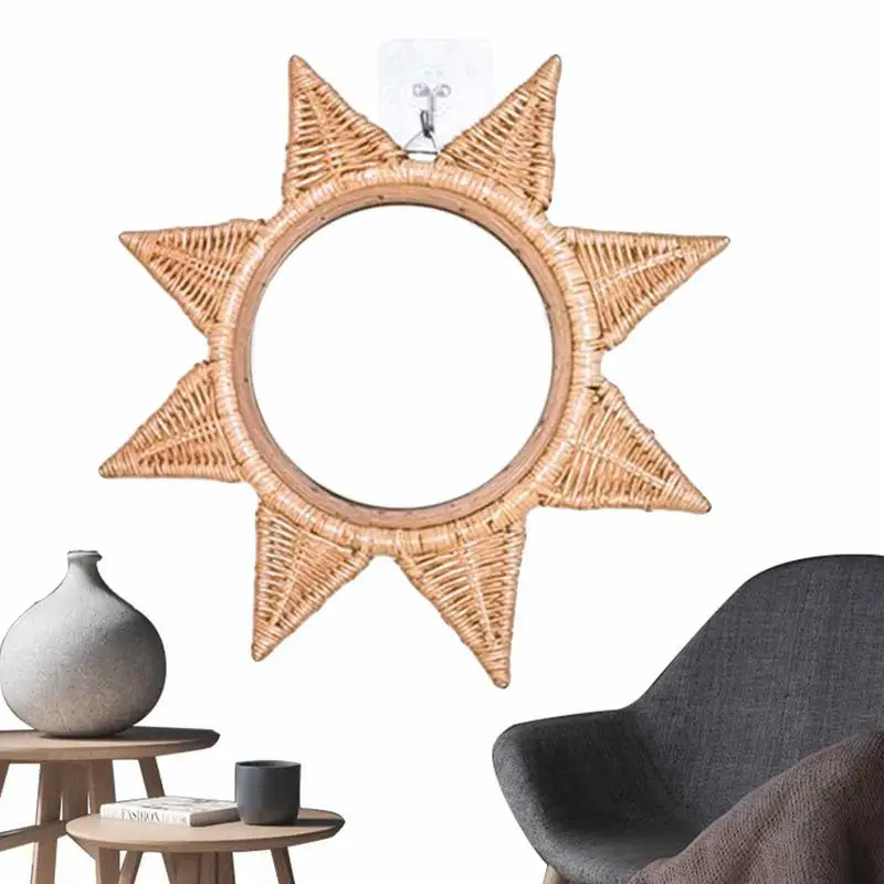 

Round Rattan Hangings Mirror Large Round Bohemian Hangings Mirrors Boho Hangings Mirror For Farmhouse Living Room Bedroom