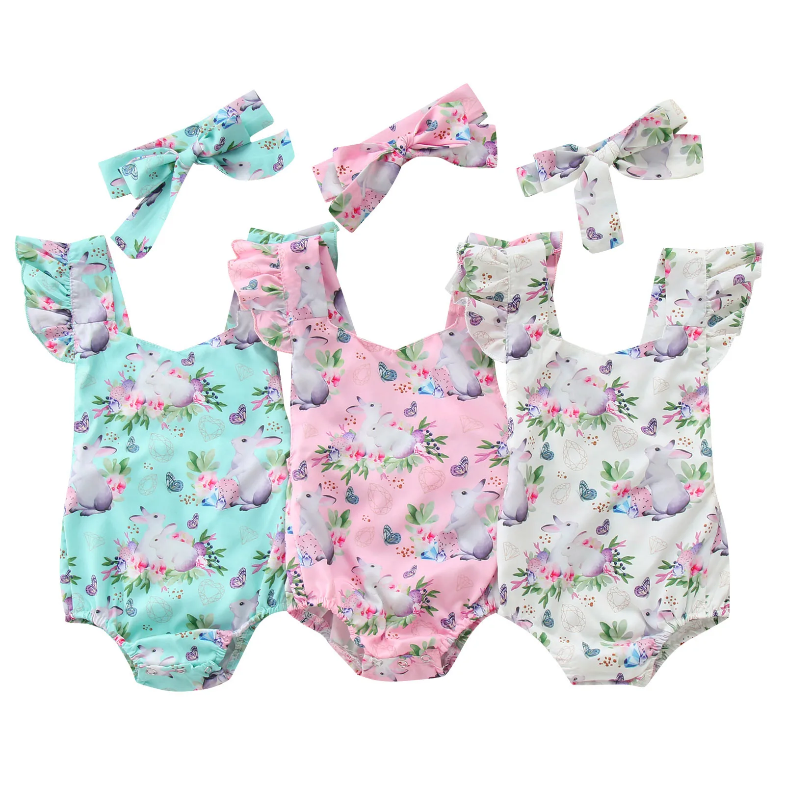 

Детские ползунки с рисунком для волос, пасхальный комплект на возраст от 0 до 24 месяцев, ремень комплект одежды с кроликом для маленьких дево...