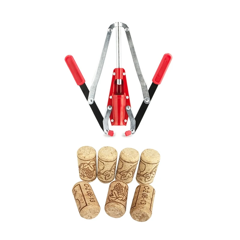 

100Pcs Reusable Sealing Wine Cork Wine Bottle Cover & 1X Double Lever Wine Bottle Corker With 2 Handled Corking