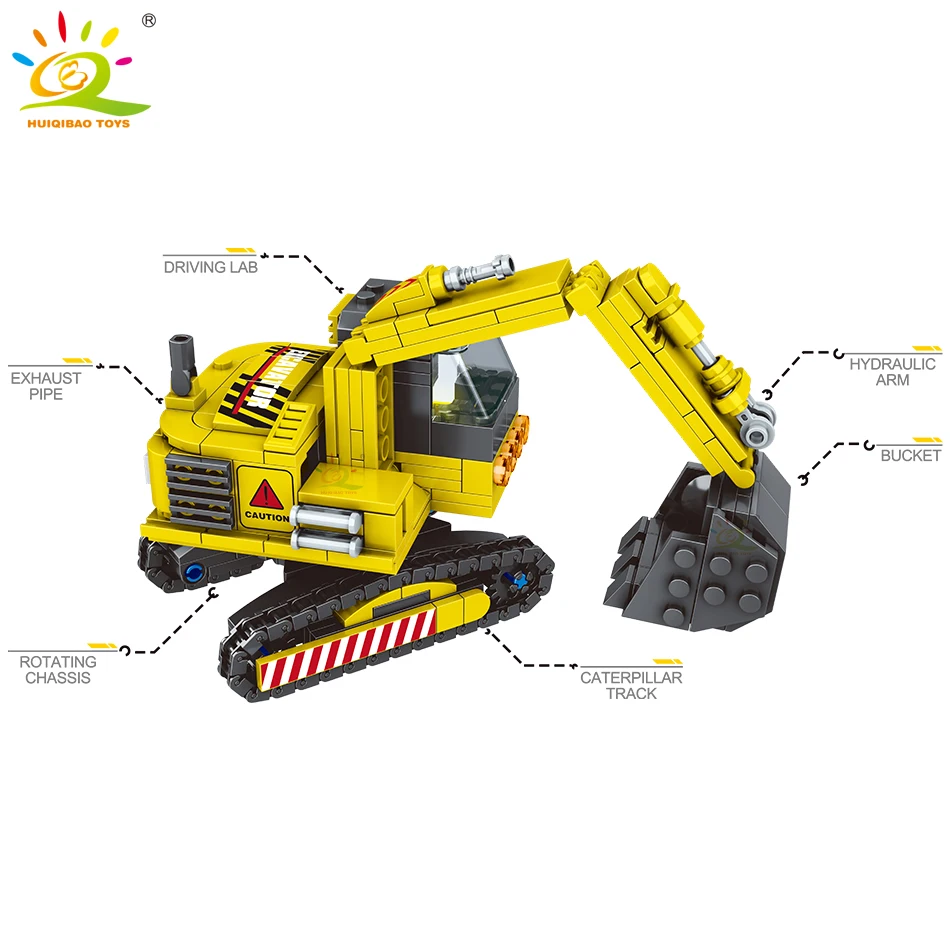 HUIQIBAO Engineering строительные блоки для грузовиков MOC Crane Bulldozer Car Bricks Set City Construction