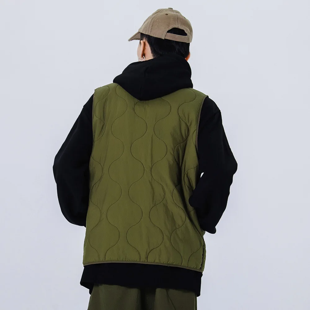 Men INS Popular Firmranch Men/Women Winter/Autumn Amekaji Padded Sleeveless Jacket Multi Pockets Pocket Work Clothes Vest