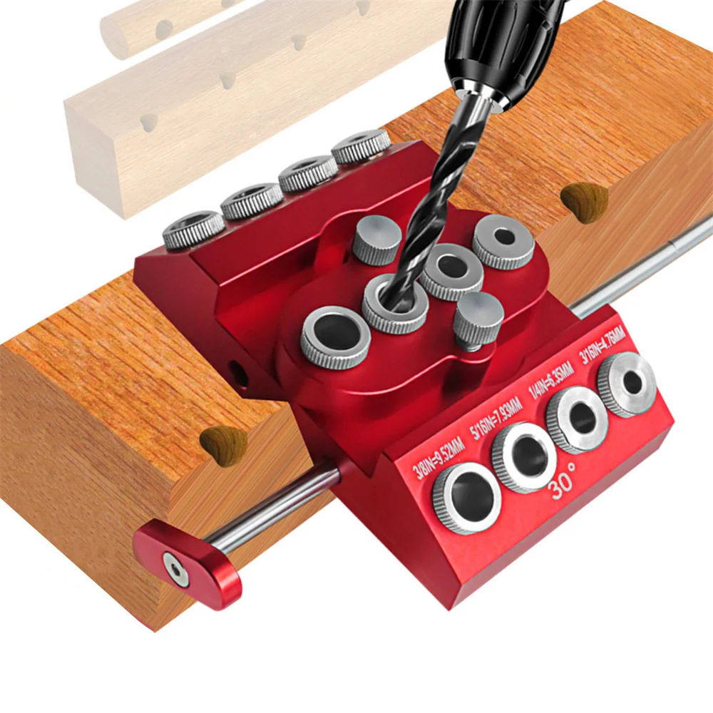 

V-Drill Guide 30 45 90 Angled Drill Guide Jig with 4 Sizes Drill Holes for Flat Surface Round Part Corner Angled Straight Hole
