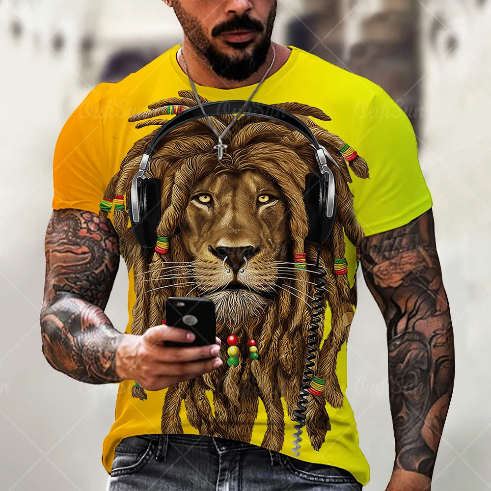 

Summer Fashion Animal Lion 3D Printed T-shirt Casual Round Collar Short Sleeve Polyester Men's and Women's All-purpose Clool Top