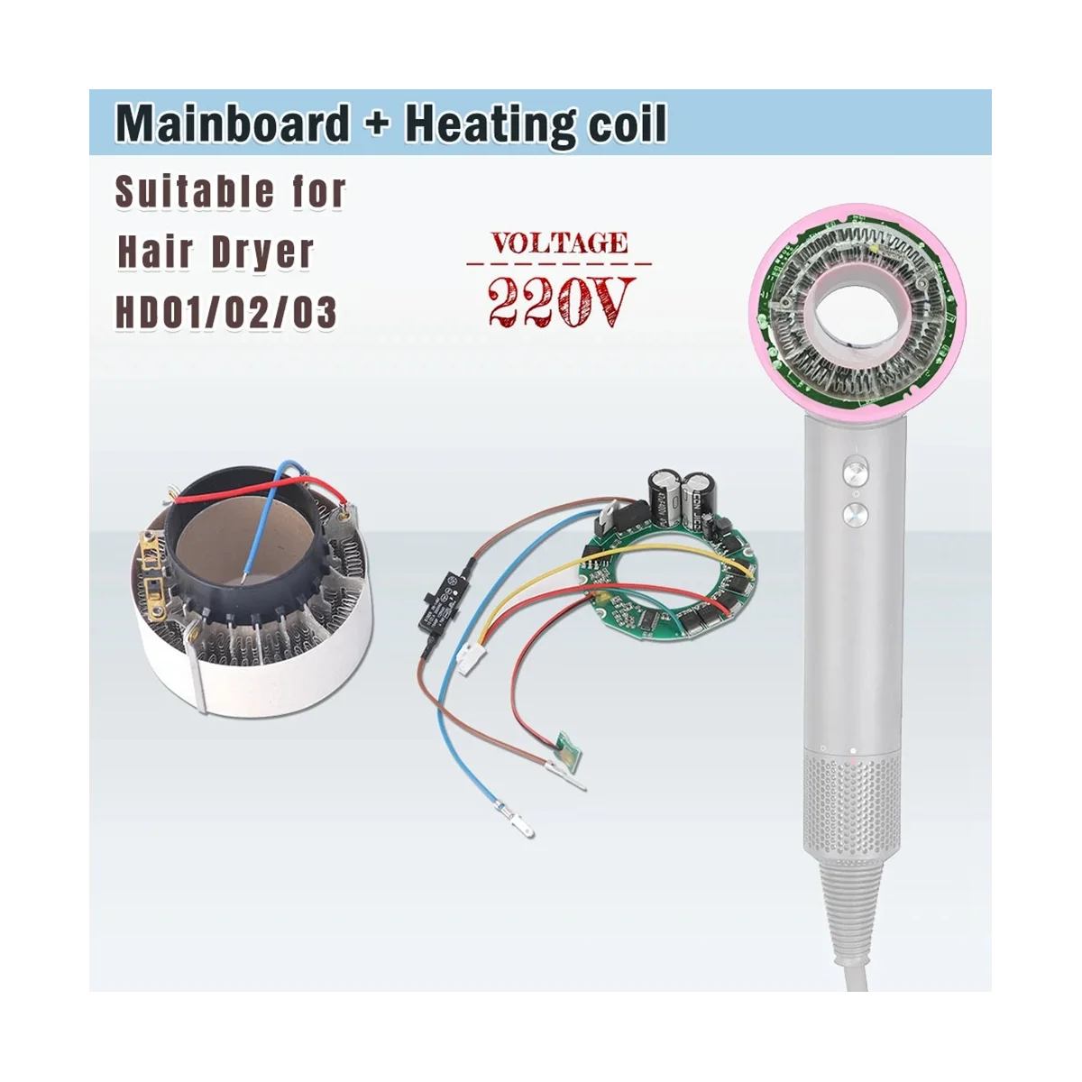 Нагревательная катушка в сборе материнской платы для фен Dyson HD01 HD02 HD03 запасные