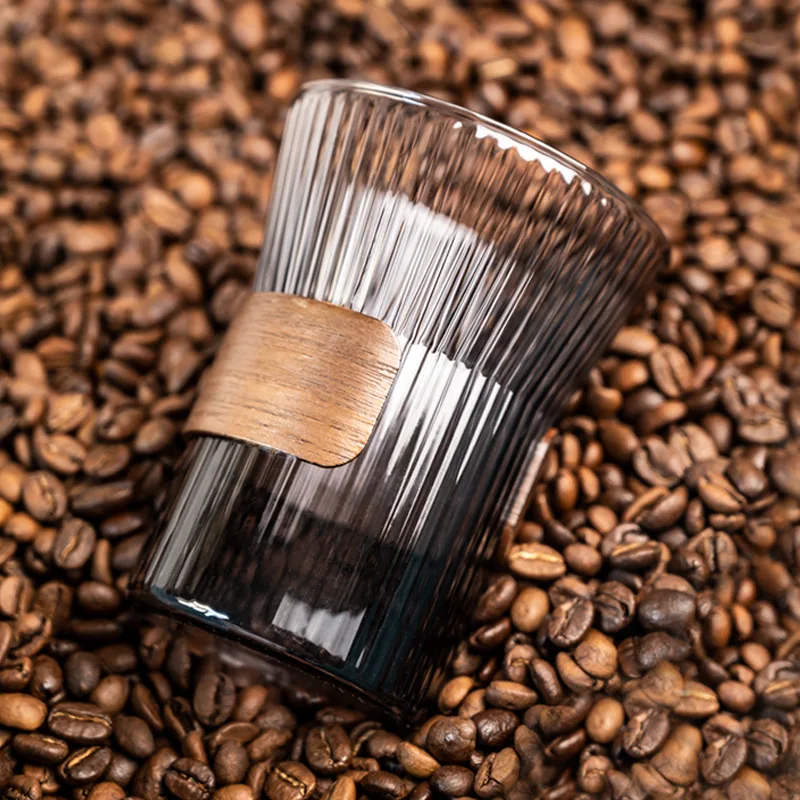 Кофейная кружка из стекла ручной работы в японском стиле с полосками