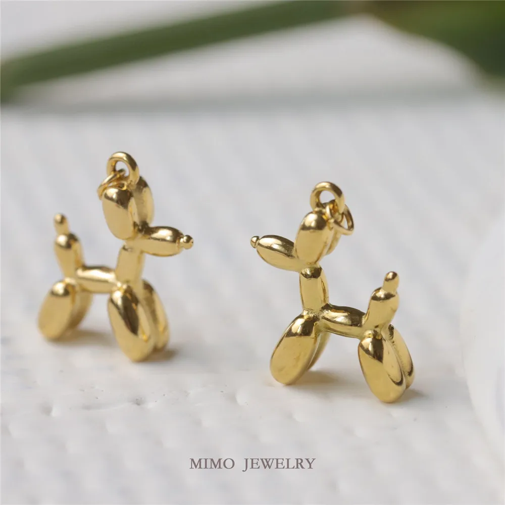 

Color titanium steel furnace gold-plated cute balloon puppy pendant 18K gold pendant DIY accessories