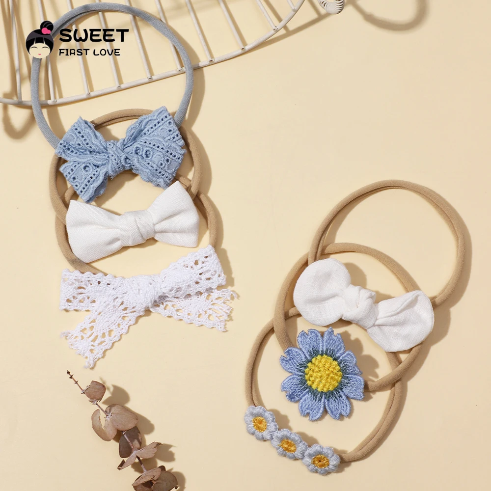 8 шт./комплект Детские нейлоновые повязки для волос с бантом