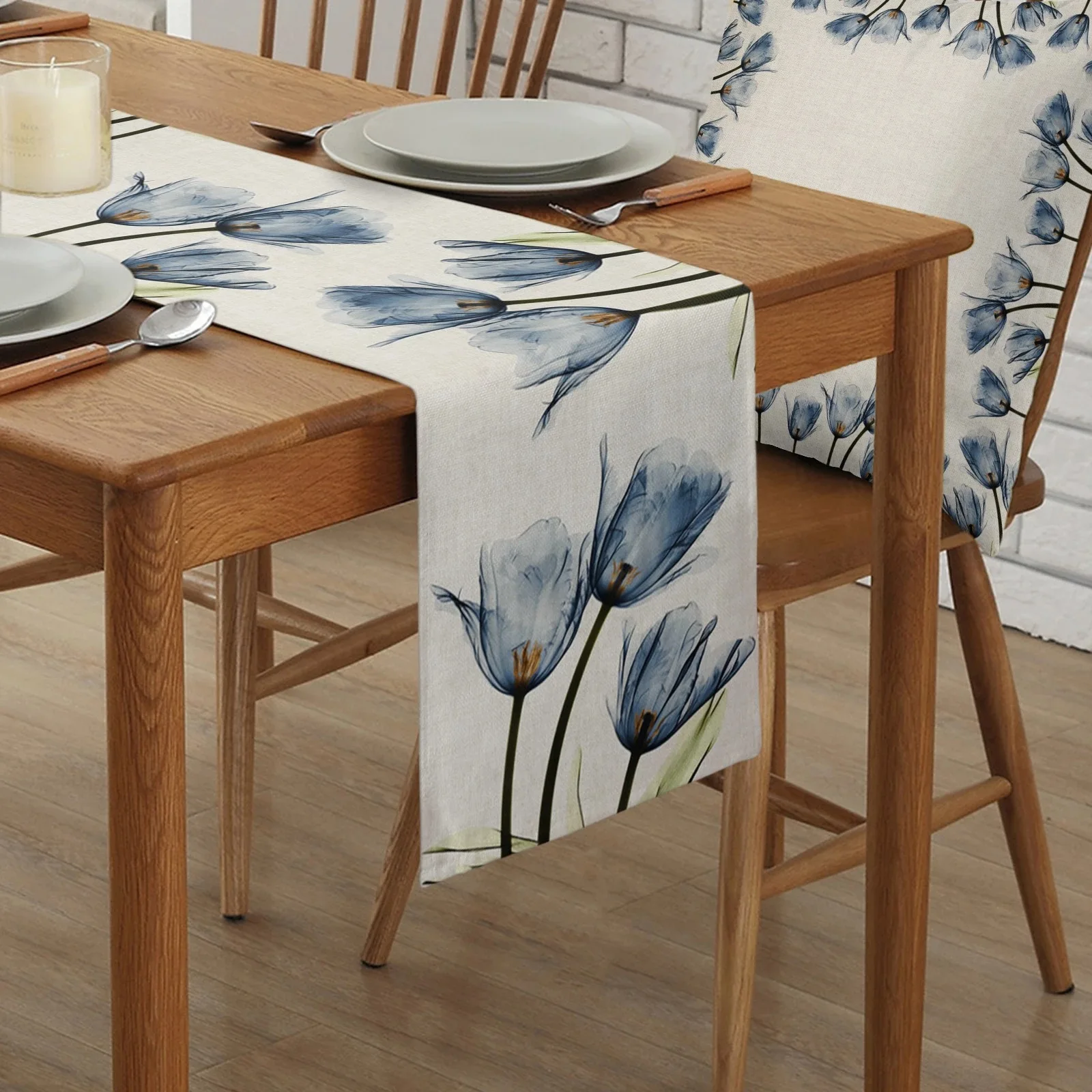 

2023 Tulip Flower Table Runners Modern Tablecloths Home Wedding Party Decoration Table Runners Kitchen Dining Room Decorations