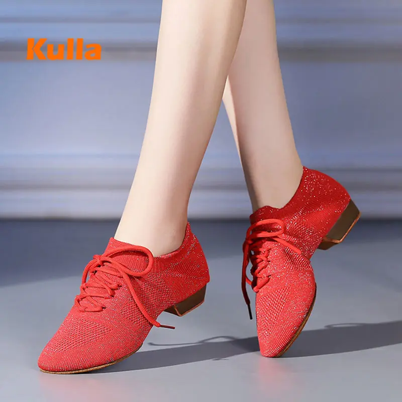 Women Men Ballet Jazz Dance Shoes Salsa Dancing Shoes Mesh Ballroom Adult Female Modern Child Medium Heel Woman's Dance Sneakers
