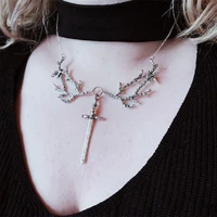 hawthorn sword necklace branches and dagger forest witch jewellery punk fashion gothic women gift novelty pendant charm 2021
