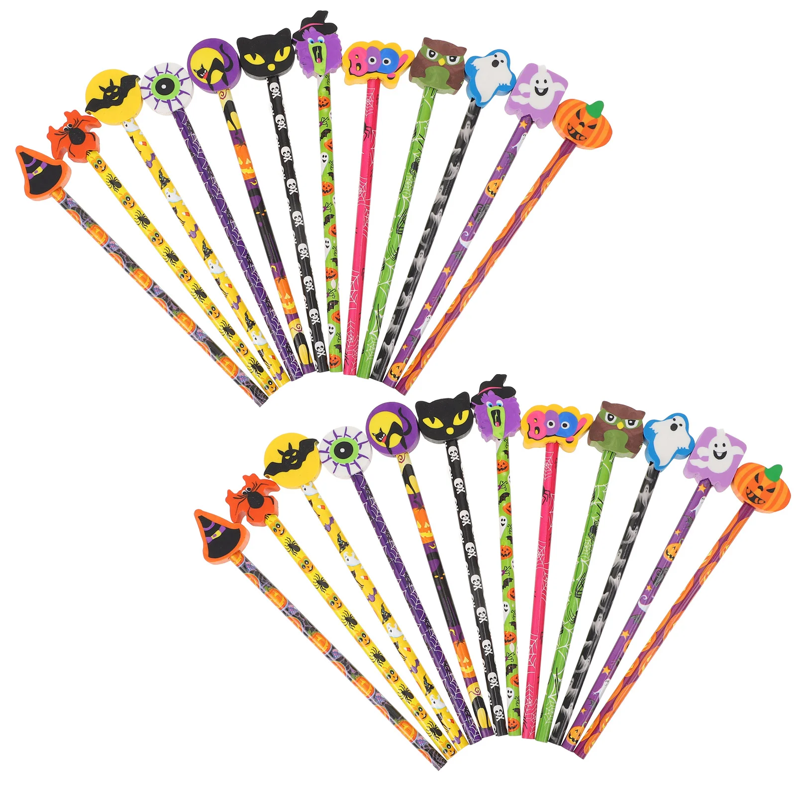 

24Pcs Halloween Pencils Cartoon Wooden Drawing Writing Pencils (Random Color)