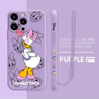 liquid silicone case for apple iphone 13 12 11 pro max 8 7 6 6s plus xr xs x se2020 multicolor phone coque daisy duck cartoon