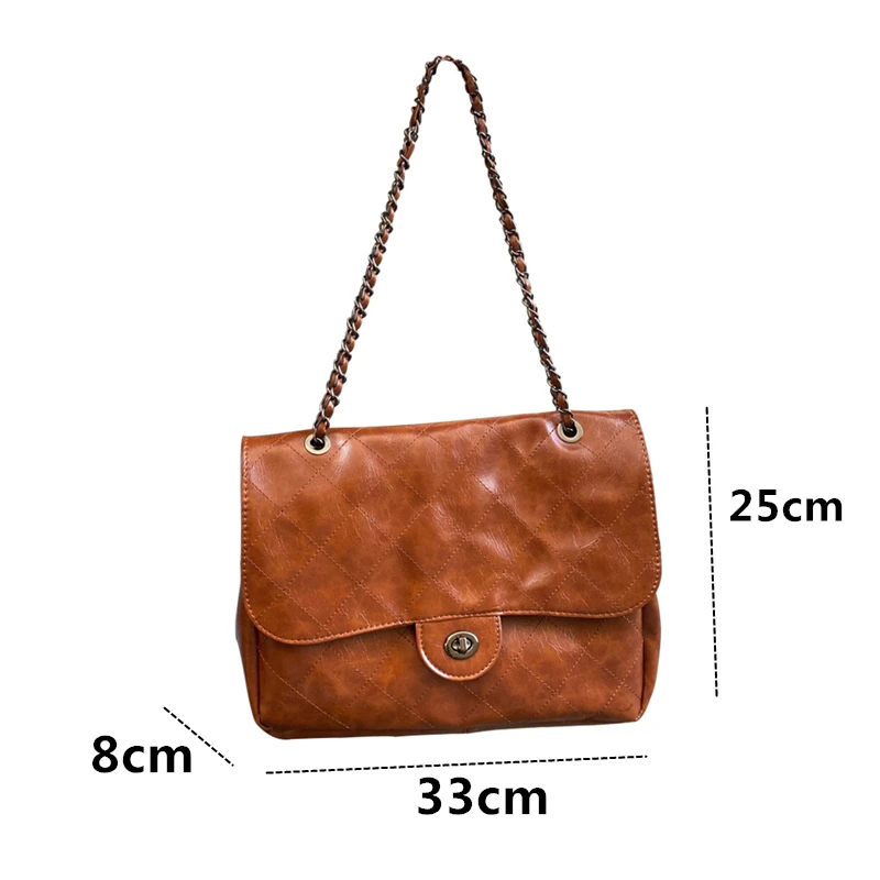 Chain Strap Crossbody Bags For Women Fashion Designer Handbags Female Messenger Bags Plaid Pu Leather Women Chain Shoulder Bag