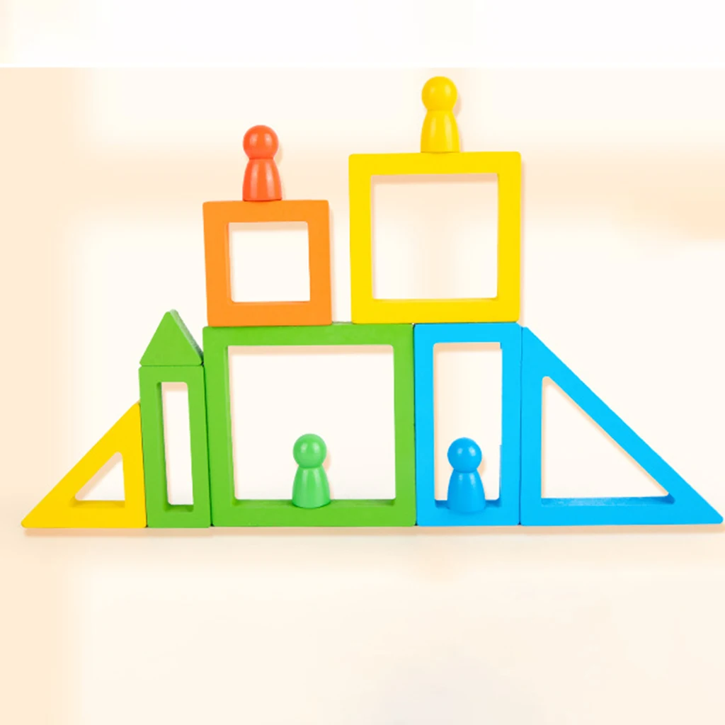 

Montessori Rainbow Stacking Block Colorful Construction Blocks for Ages 3+